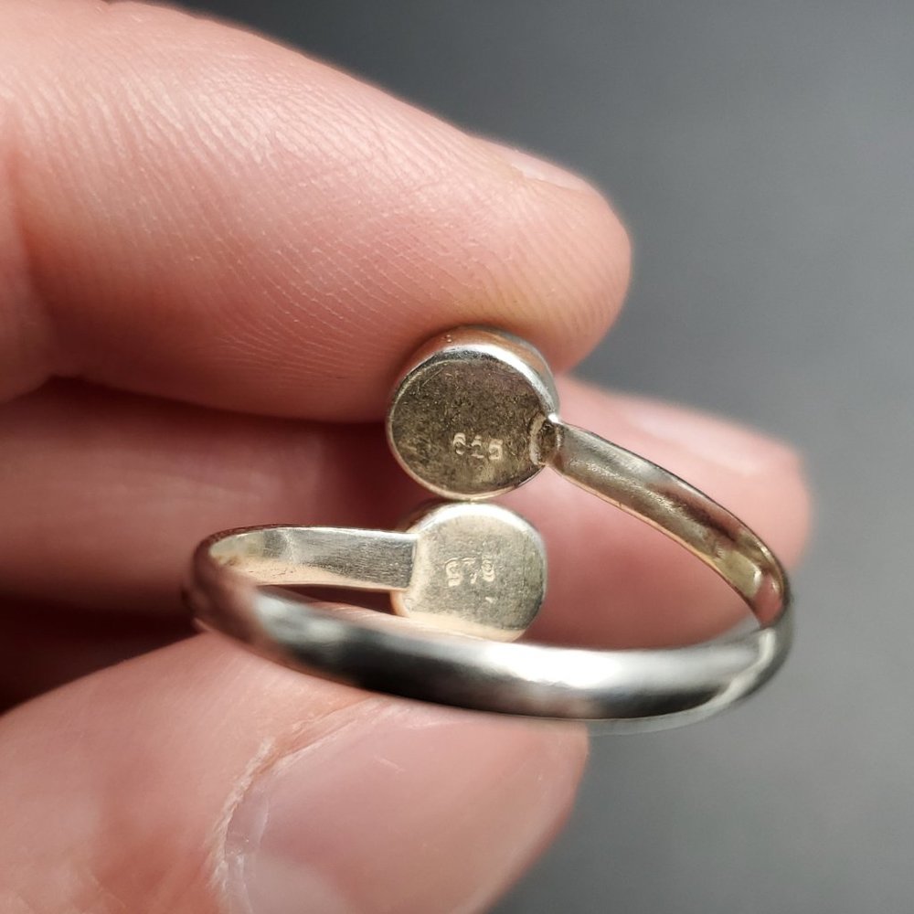 Size 9 Sterling Silver Cool Double Larimar Stones Ring - Picture 4 of 7